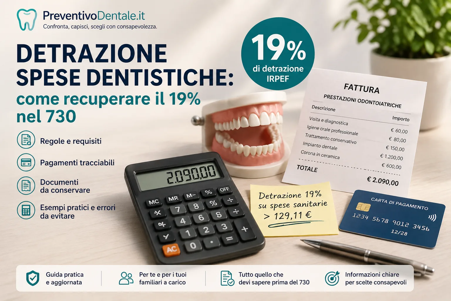 Detrazione spese dentistiche: come recuperare il 19% nel 730