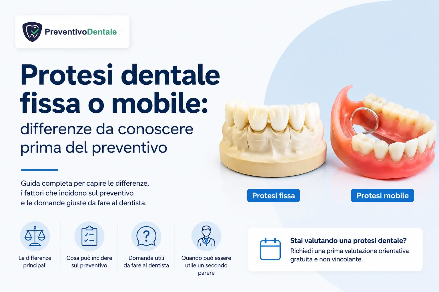 Protesi dentale fissa o mobile: differenze da conoscere prima del preventivo